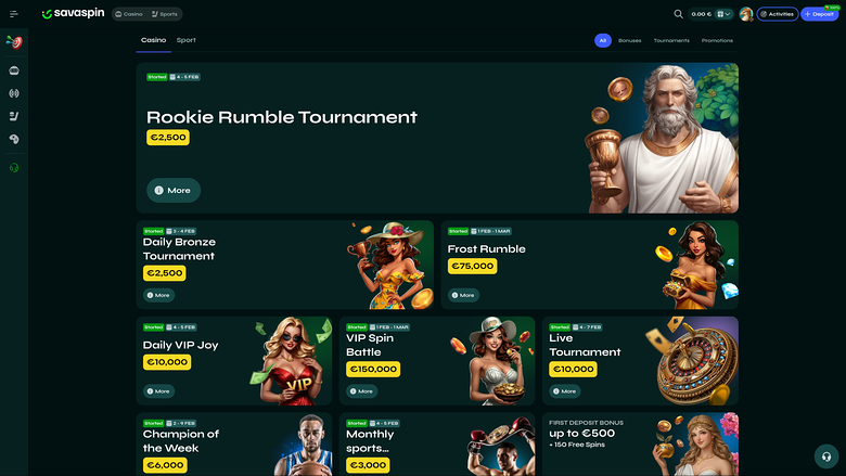 Savaspin Casino — Promotions page