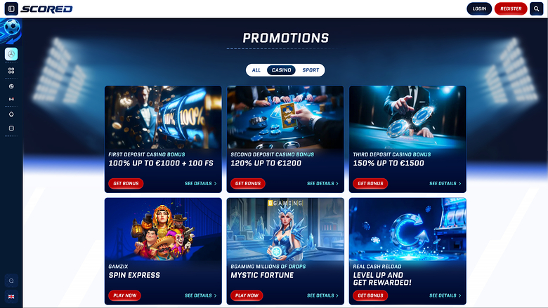 Scored Casino — Promotions page