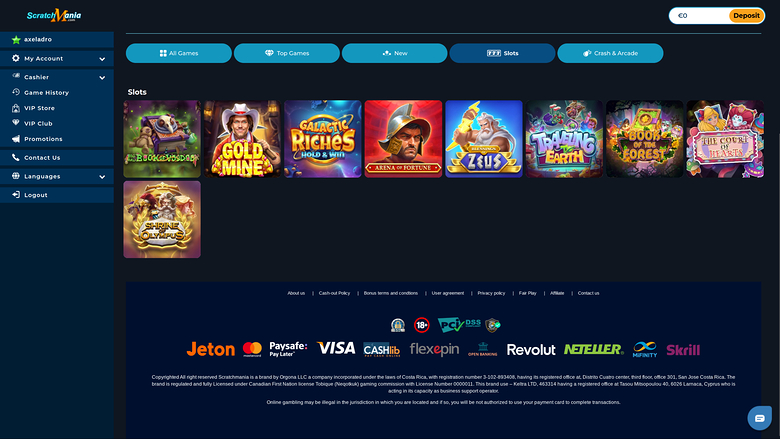 ScratchMania Casino — Games lobby