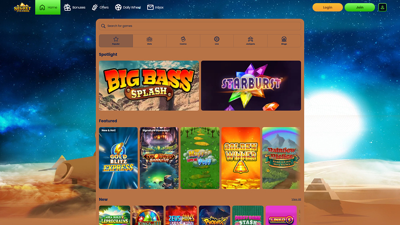 Secret Pyramids — Games lobby