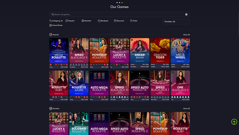 Shangri La Live Casino — Live dealer lobby