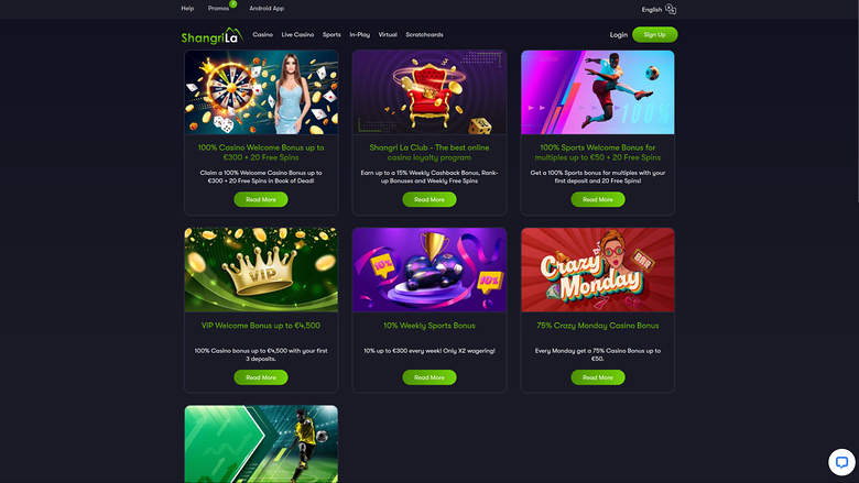 Shangri La Live Casino — Promotions page