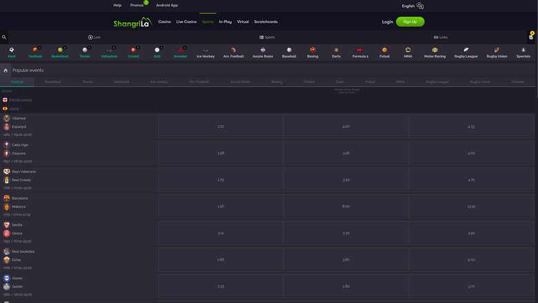 Shangri La Live Casino — Sportsbook