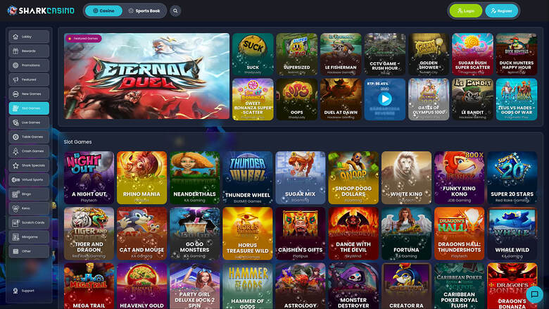 Shark Casino — Games lobby