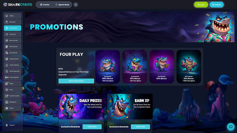 Shark Casino — Promotions page
