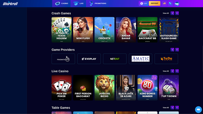 Sharkroll Casino — Games by studio