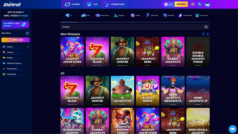 Sharkroll Casino — Jackpot games