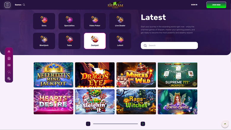 Shazam Casino — Jackpot games