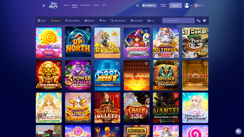 Shiny Wilds Casino — Games lobby