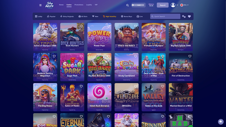 Shiny Wilds Casino — Games lobby