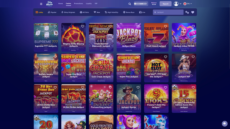 Shiny Wilds Casino — Jackpot games