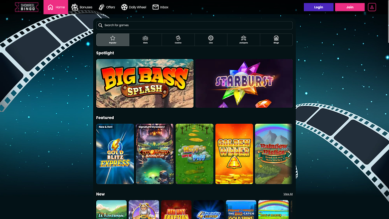 Showreel Bingo Casino — Games lobby