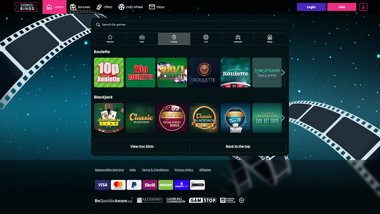 Showreel Bingo Casino — Games lobby