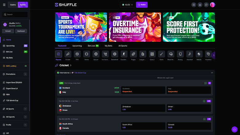Shuffle Casino — Sportsbook