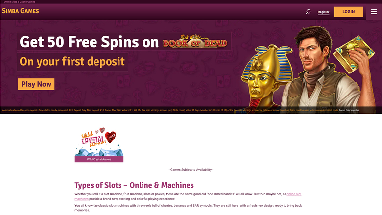 Simba Games Casino — Homepage