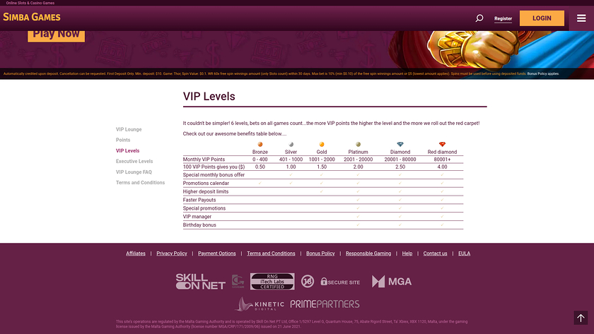 Simba Games Casino — Games lobby