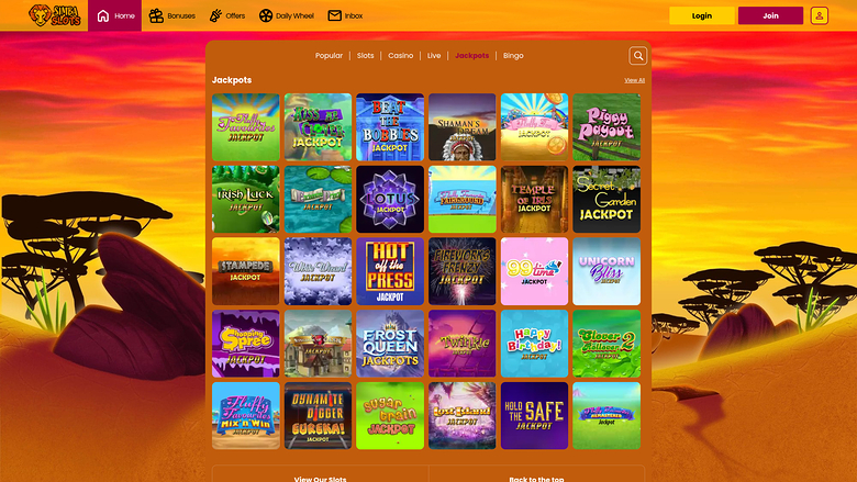 Simba Slots Casino — Jackpot games