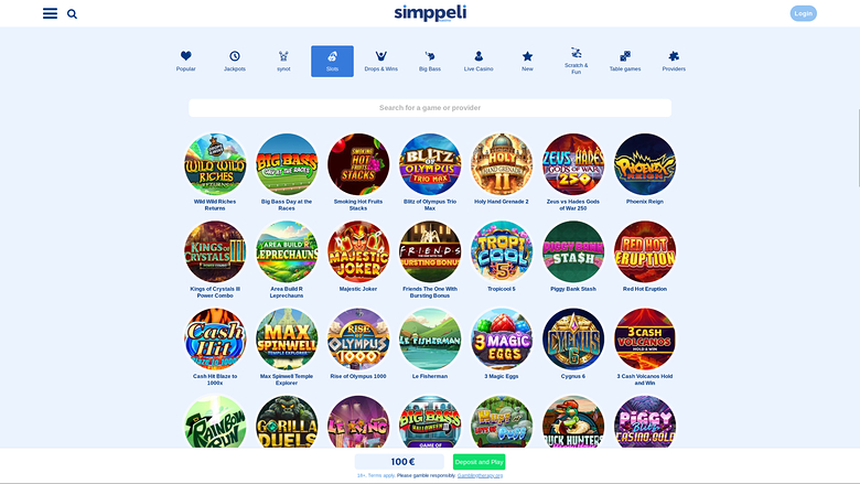 Simppeli Casino — Games lobby