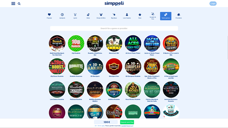 Simppeli Casino — Games lobby