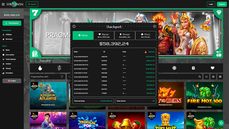 SirWin — Jackpot games