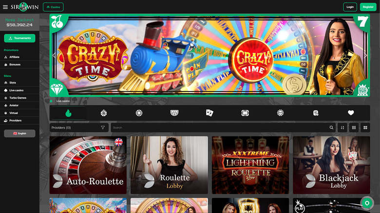 SirWin — Live dealer lobby