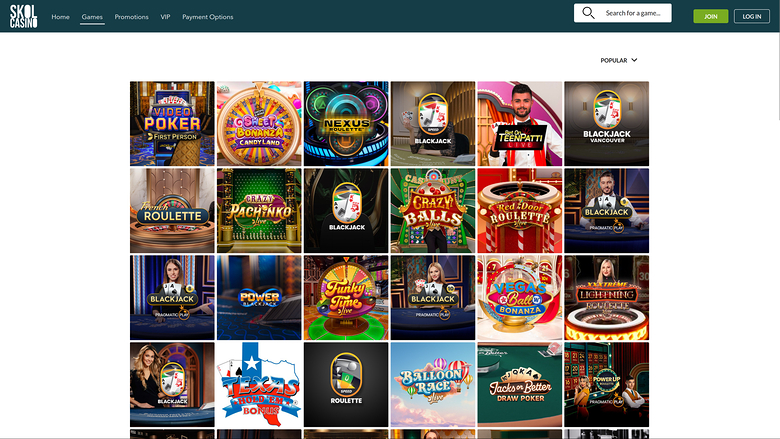 SkolCasino — Live dealer lobby