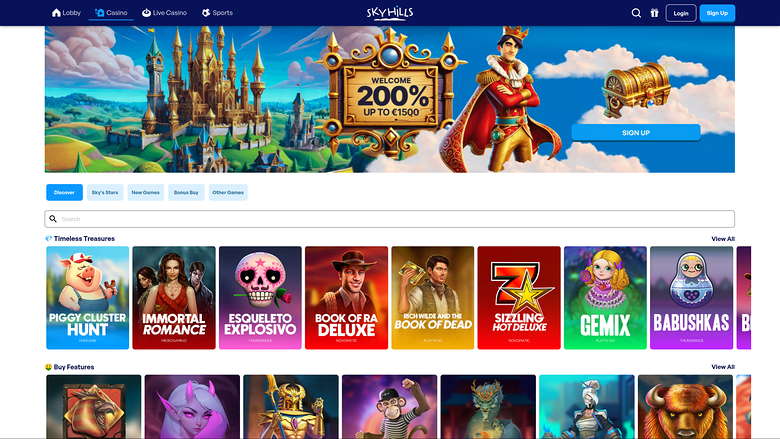 Sky Hills Casino — Games lobby