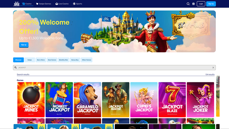 Sky Hills Casino — Jackpot games
