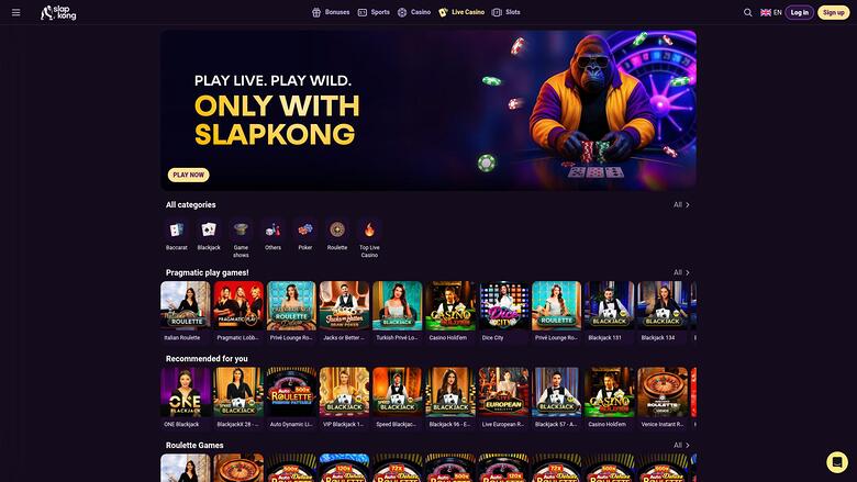 SlapKong Casino — Live dealer lobby