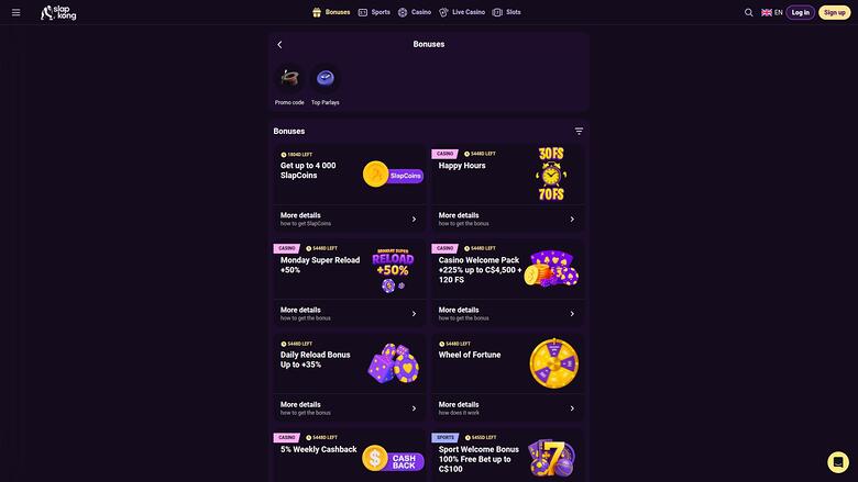SlapKong Casino — Promotions page