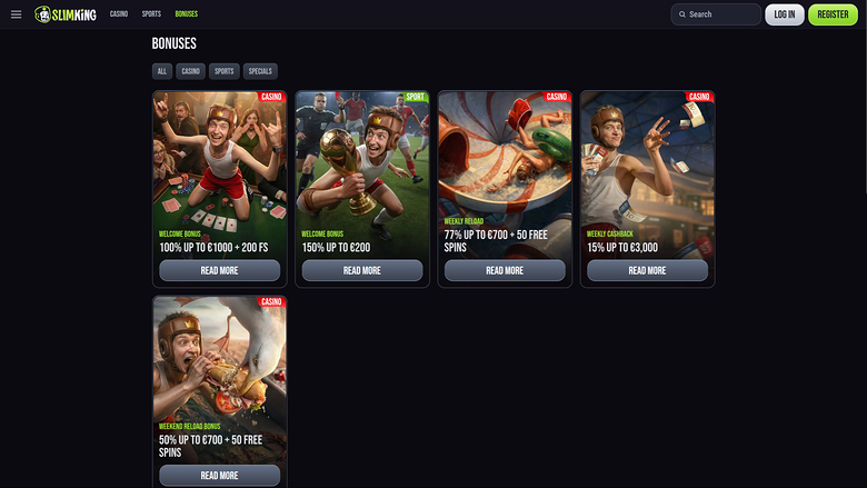 SlimKing Casino — Promotions page