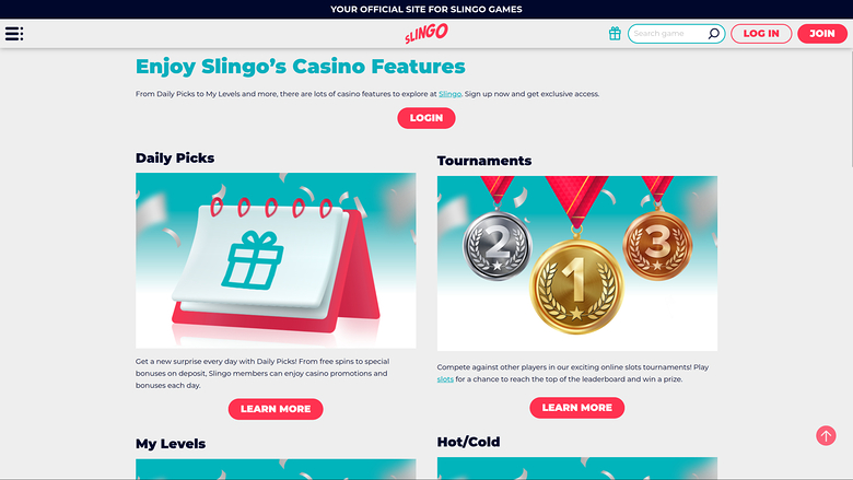 Slingo Casino — Features