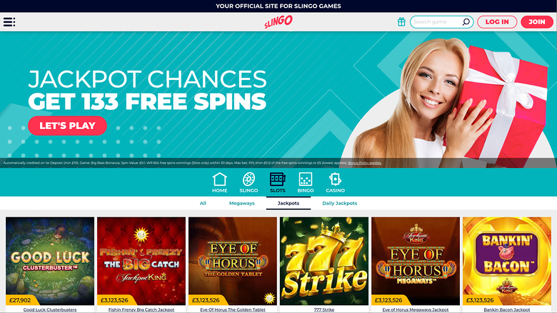 Slingo Casino — Jackpot games