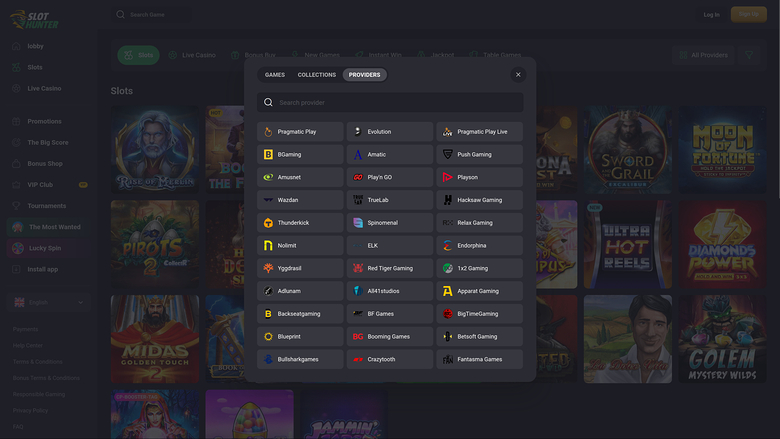 Slot Hunter Casino — Games by studio