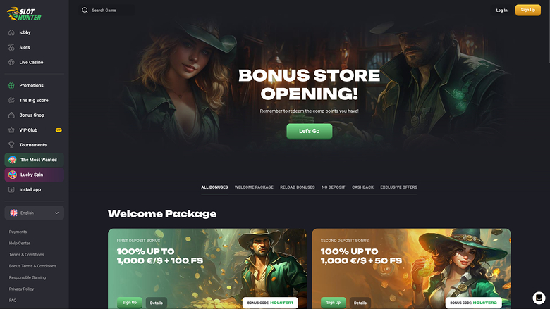 Slot Hunter Casino — Promotions page