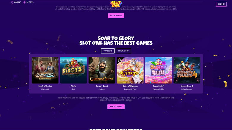 Slot Owl Casino — Games lobby