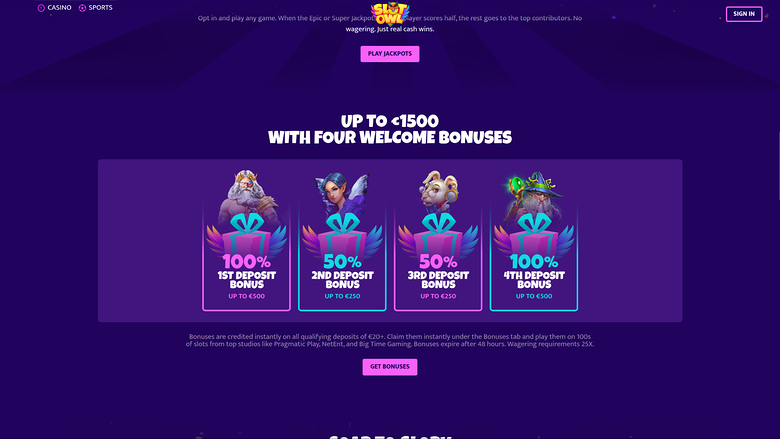 Slot Owl Casino — Promotions page