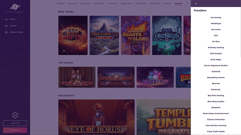 Slot Planet Casino — Games by studio