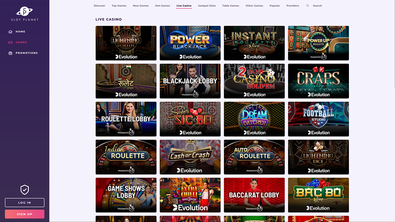 Slot Planet Casino — Live dealer lobby