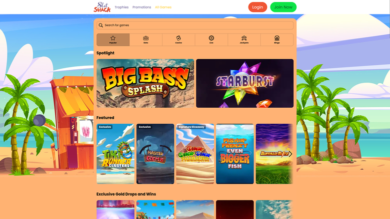 Slot Shack Casino — Games lobby