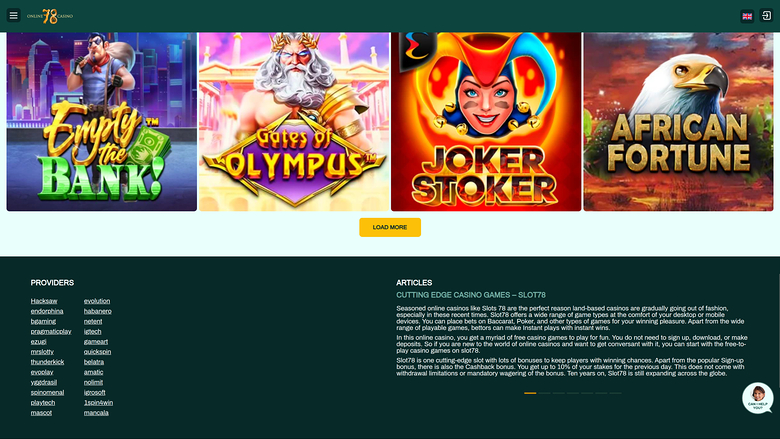 Slot78 Casino — Games by studio