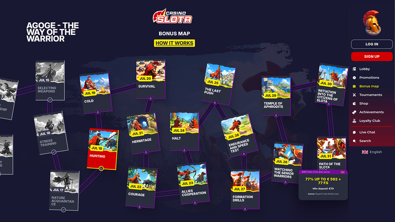 Slota Casino — Bonus page