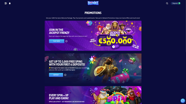 Slotable — Promotions page