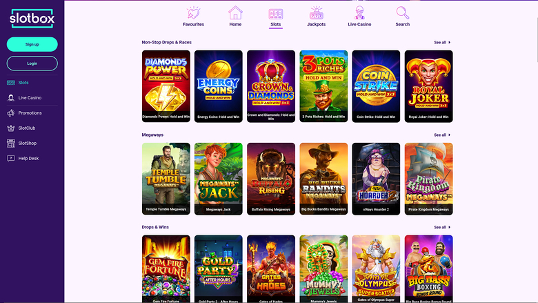 Slotbox Casino — Games lobby