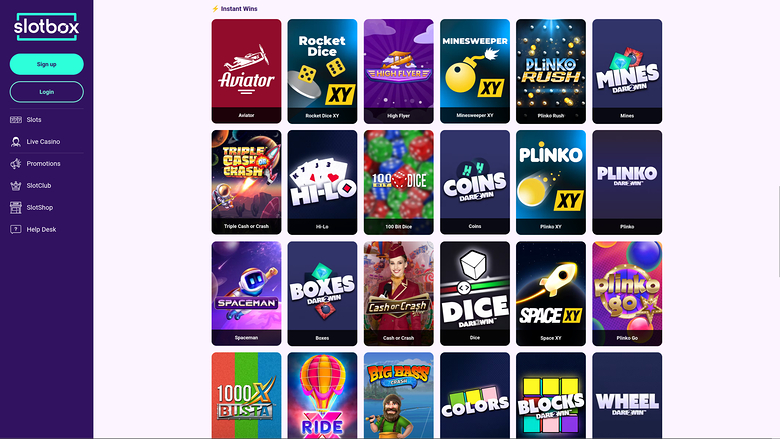 Slotbox Casino — Games lobby
