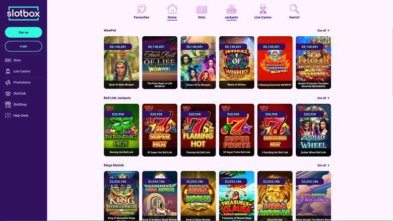 Slotbox Casino — Jackpot games