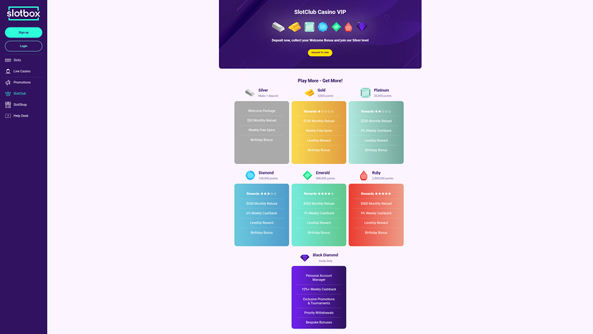 Slotbox Casino — VIP section