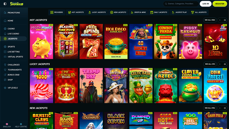 Slotexo Casino — Jackpot games