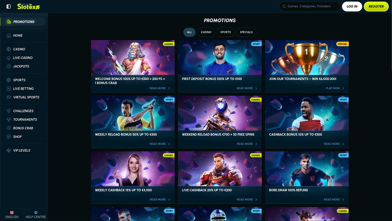 Slotexo Casino — Promotions page