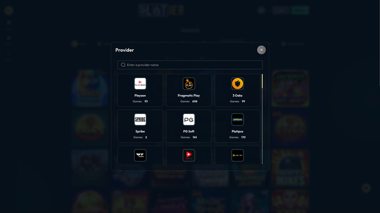Slotier Casino — Games by studio
